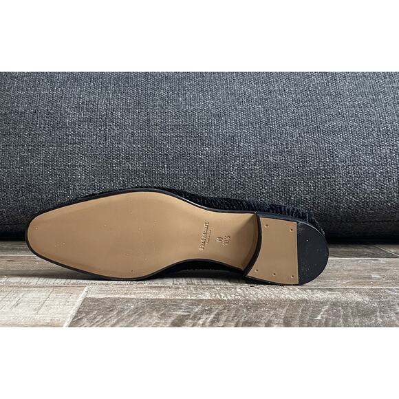 $795 NIB Paul Stuart Black Crushed Velvet Loafers Slip On Dress Shoes US 10.5 D